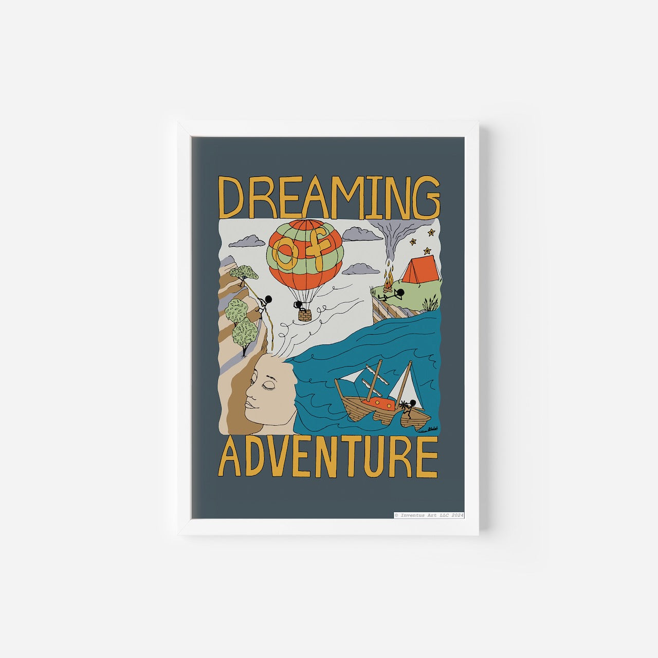 "Dark Blue Dreaming Adventure" Art Print on Paper (5"x7"; signed, special edition)