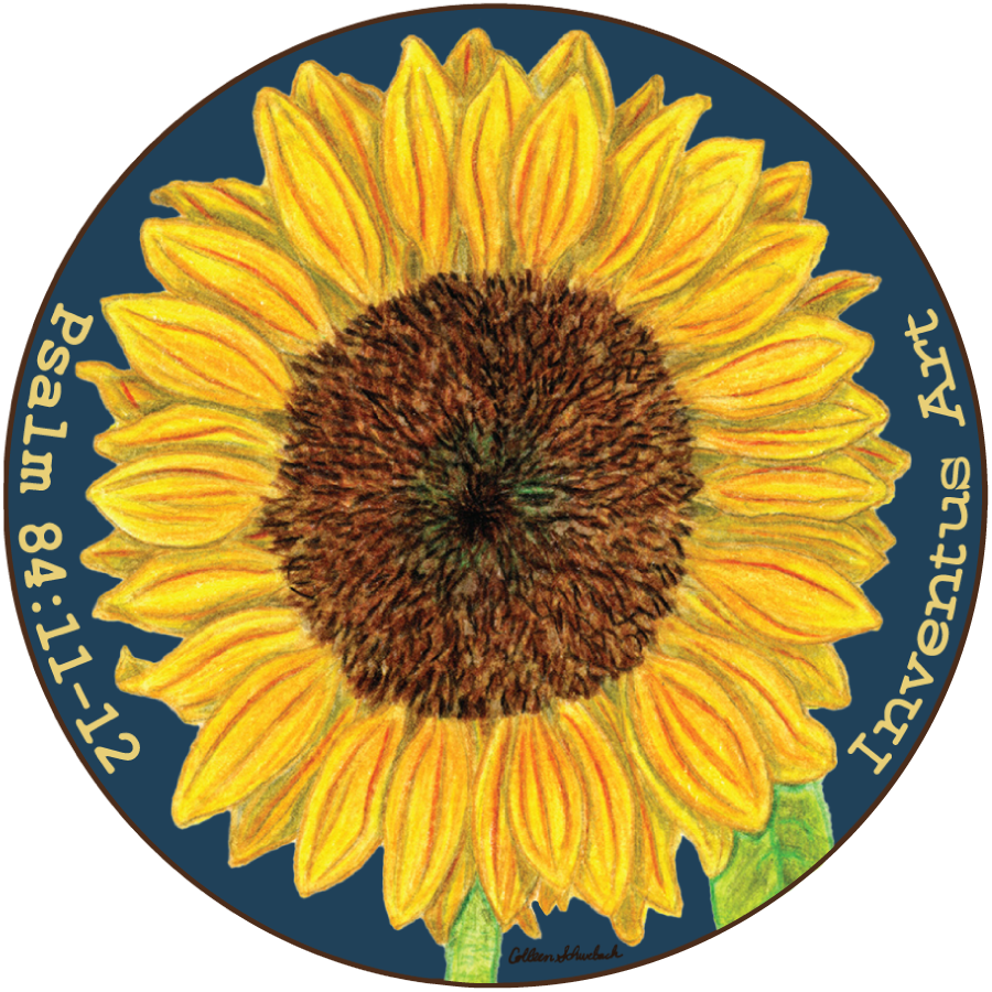 Sunflower Psalm 84 Inventus Art Vinyl Sticker (3″ × 3″)