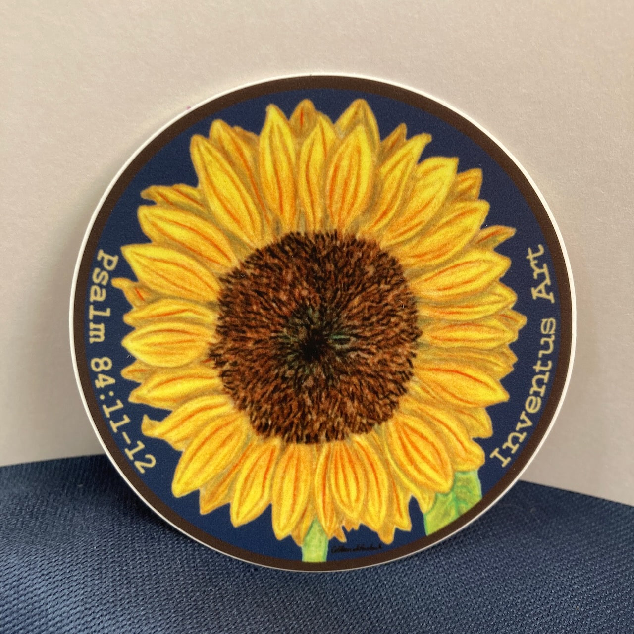 Sunflower Psalm 84 Inventus Art Vinyl Sticker (3″ × 3″)