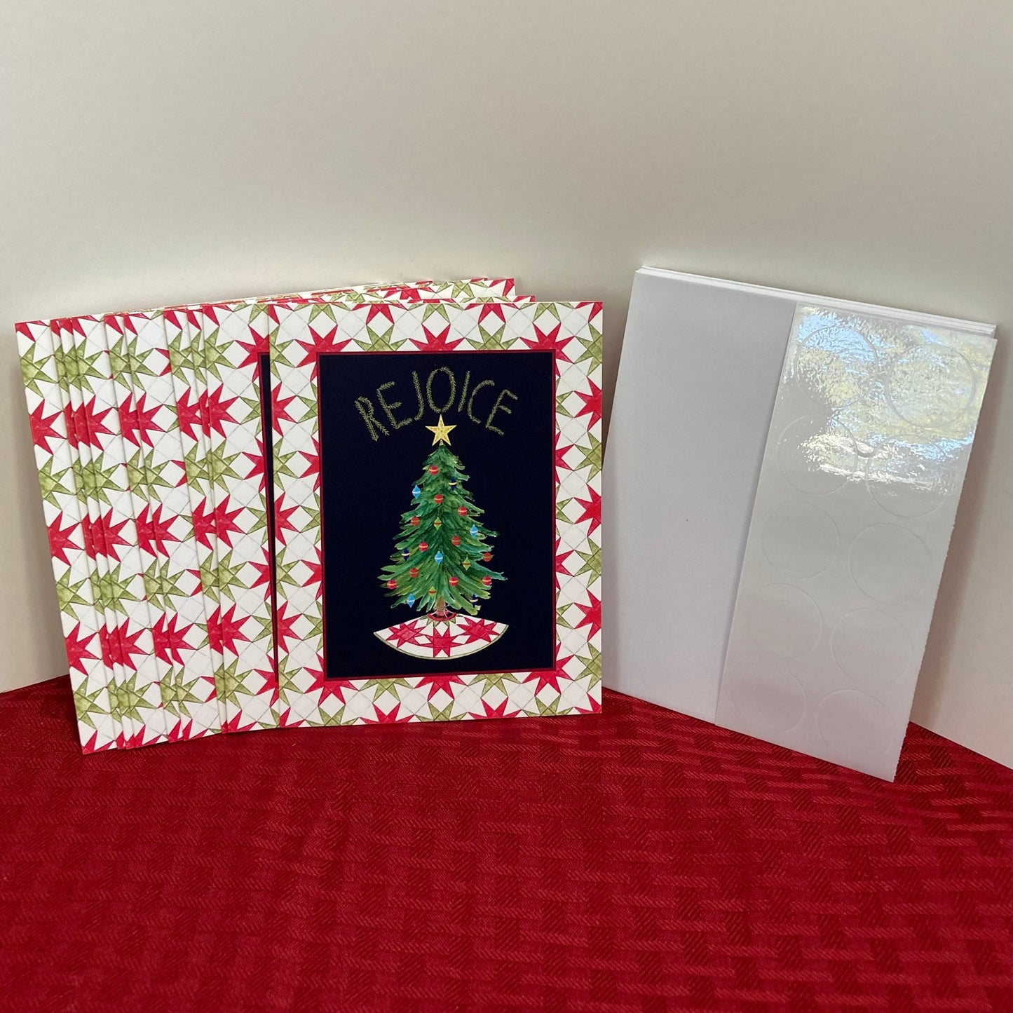 Box of 10 "Rejoice" Christmas Greeting Cards (A2)