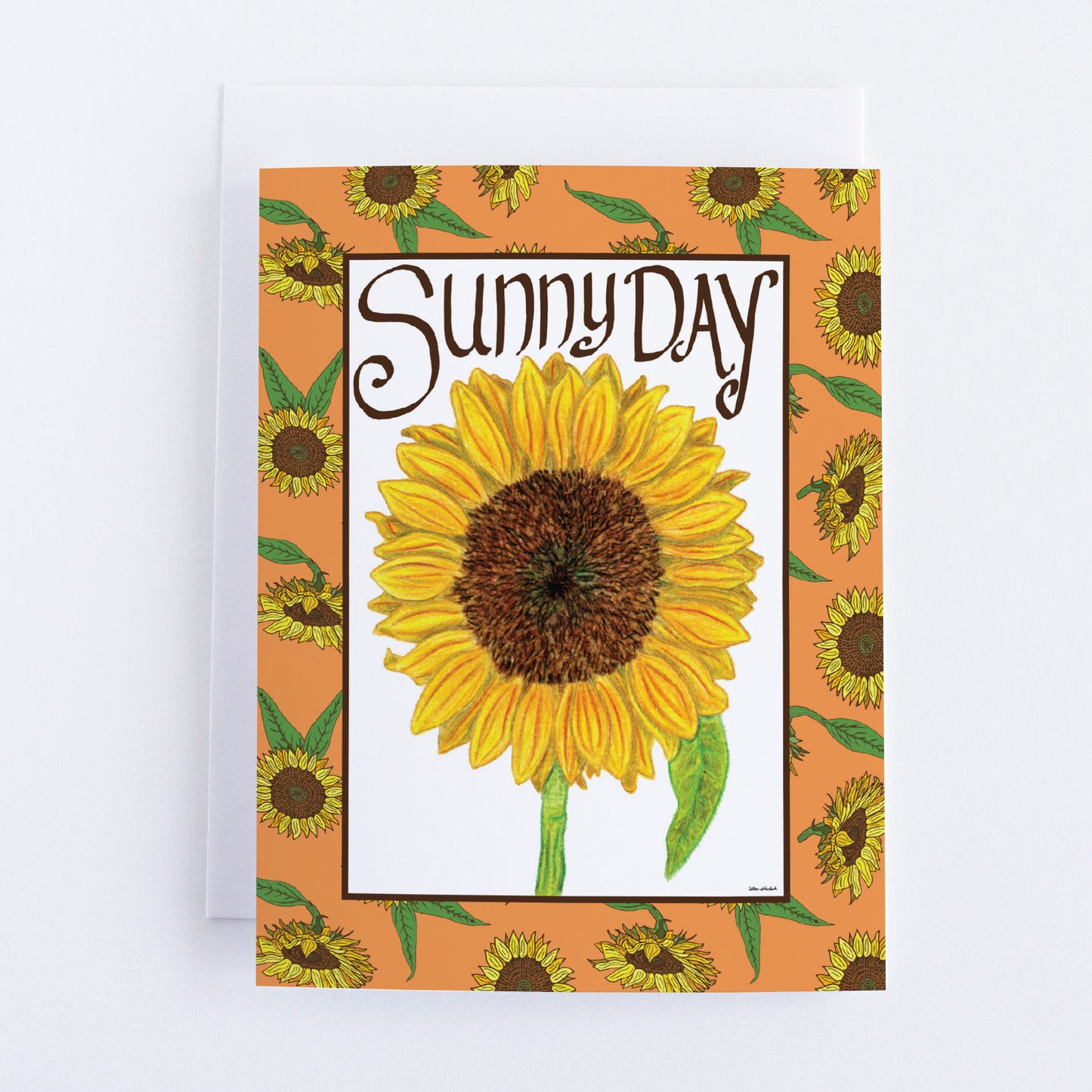 Single "Sunny Day" Greeting Cards with Peel-and-stick Envelopes (A2 size; 5 color choices)