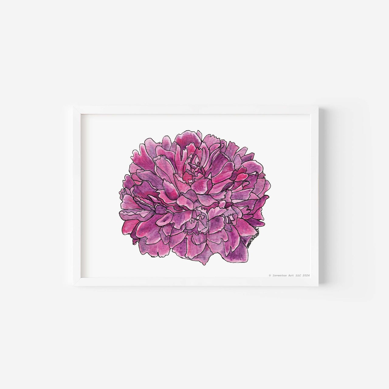 Deep Pink Peony Art Print on Paper (5"x7"; special edition signed; unframed)