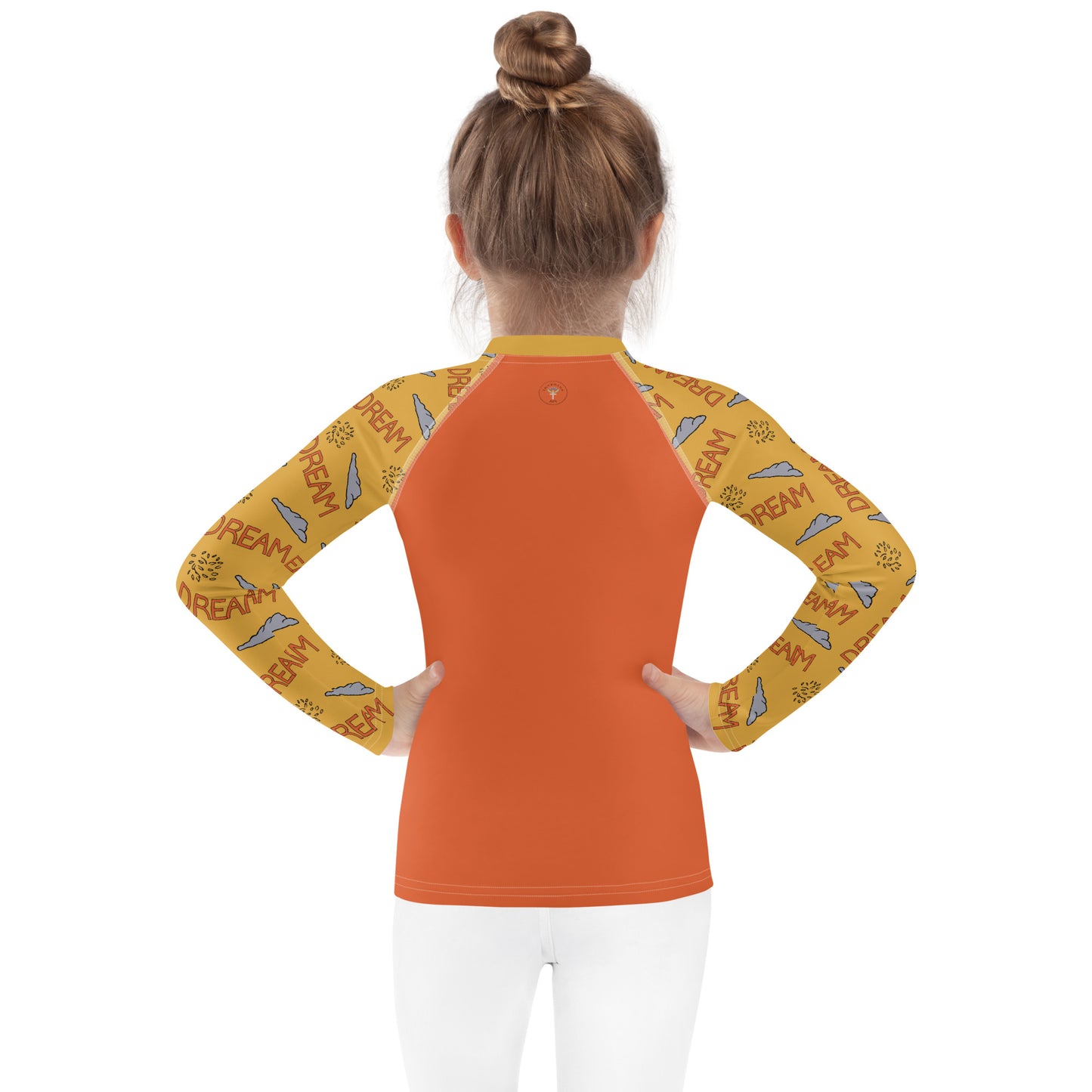 Kids Yellow/Orange Climbing "Dreaming Adventure" Long-sleeved Rash Guard Shirt (Size 2-7)