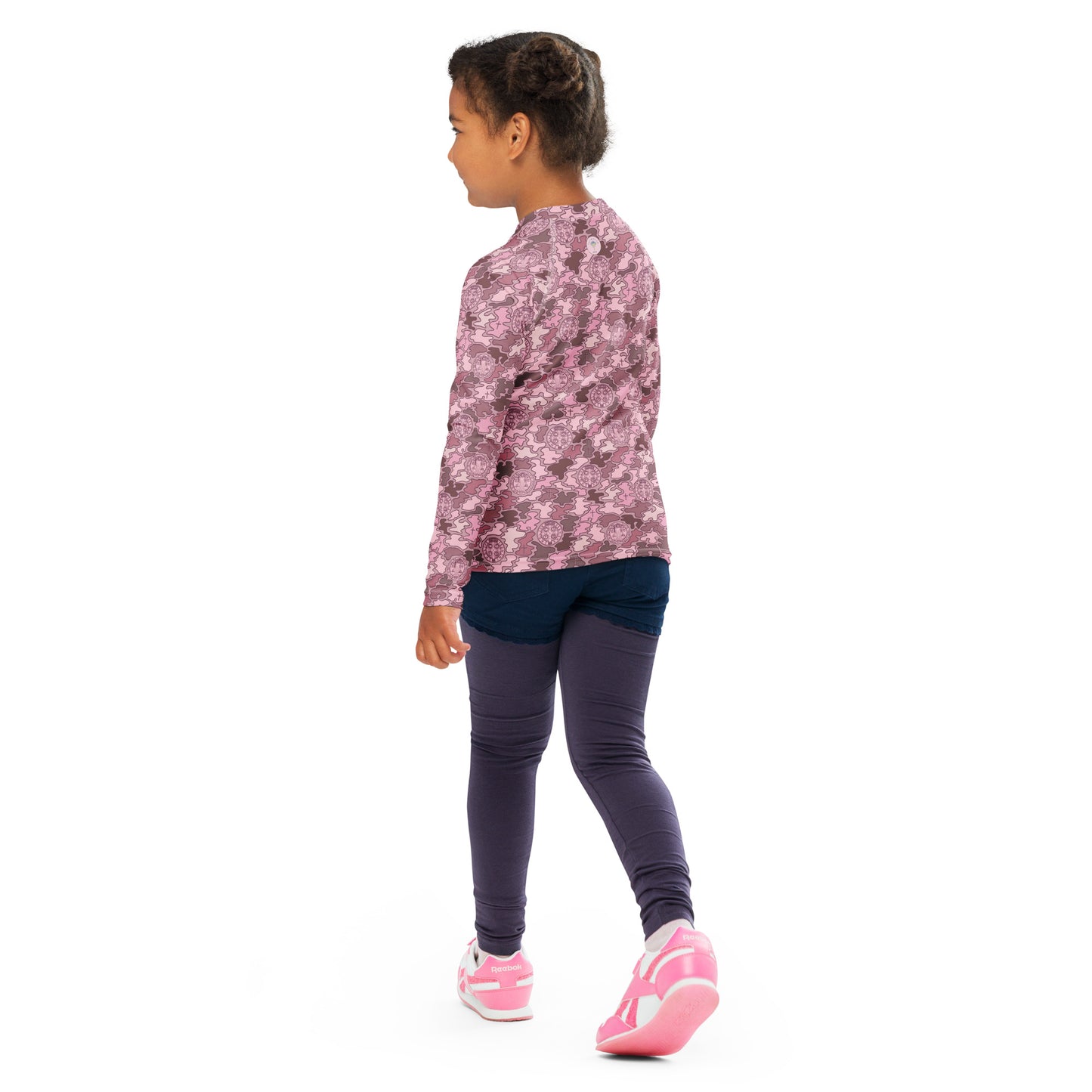 Pink "Catholicamouflage" Long-sleeved Kids Rash Guard (Size 2-7)