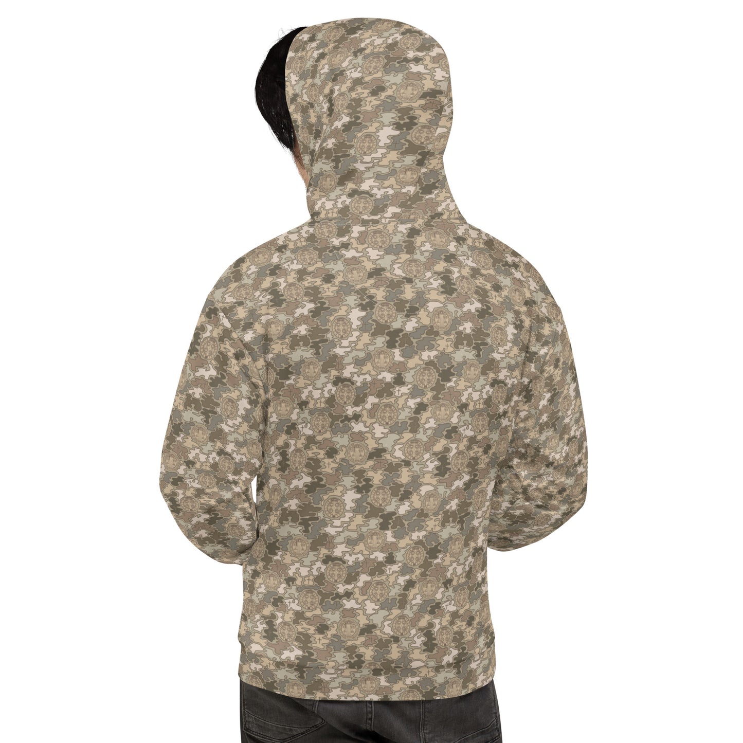Desert Tan St. Benedict Catholic Camouflage Unisex Pull-over Hoodie (Size XS-6XL)