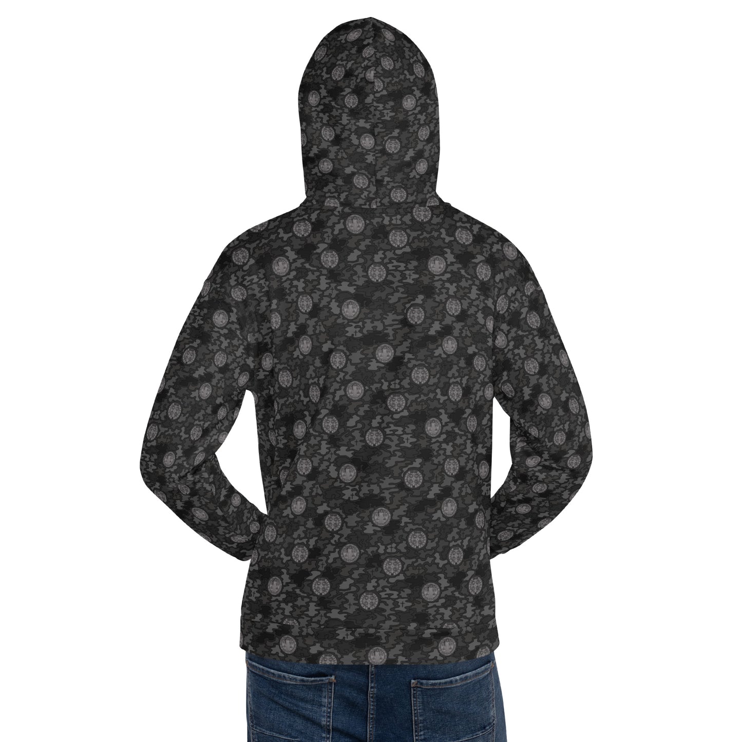 Black St. Benedict Catholic Camouflage Unisex Pull-over Hoodie (Size XS-6XL)