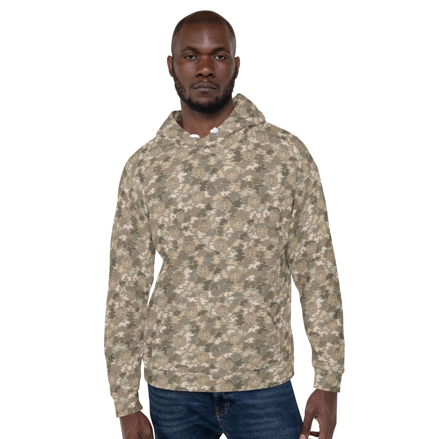 Desert Tan "Catholicamouflage" Unisex Pull-over Hoodie (Size XS-6XL)