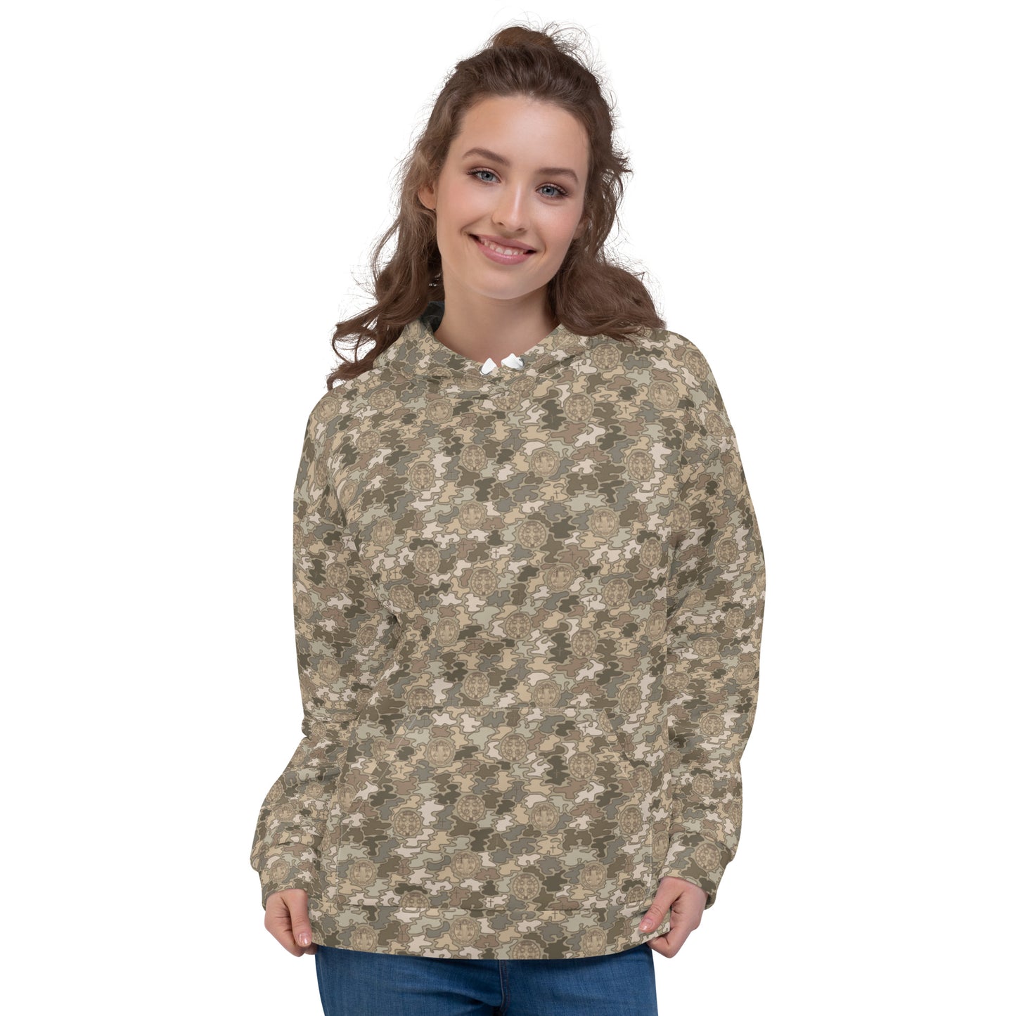 Desert Tan "Catholicamouflage" Unisex Pull-over Hoodie (Size XS-6XL)