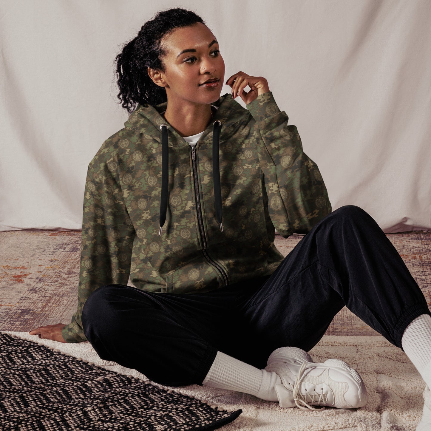 Woodland St. Benedict Catholic Camouflage Unisex Zipper Hoodie (Size 2XS-6XL)