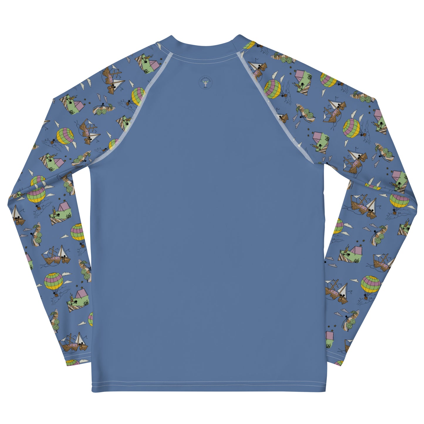 Youth Lavender-Blue "Dreaming Adventure" Long-Sleeved Rash Guard Shirt (Size 8-20)