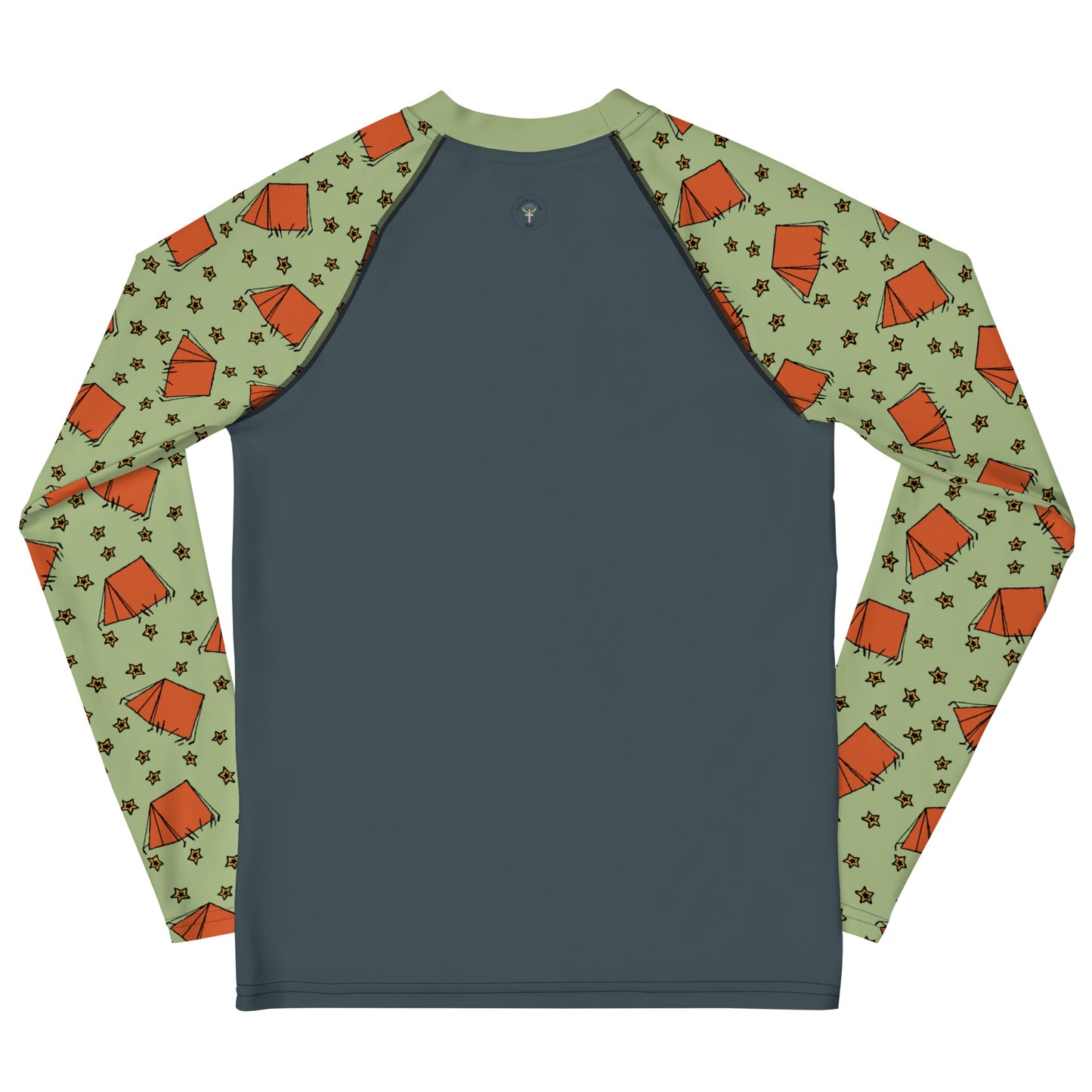 Youth Dark-Blue/Green Camping "Dreaming Adventure" Long-Sleeved Rash Guard Shirt (Size 8-20)