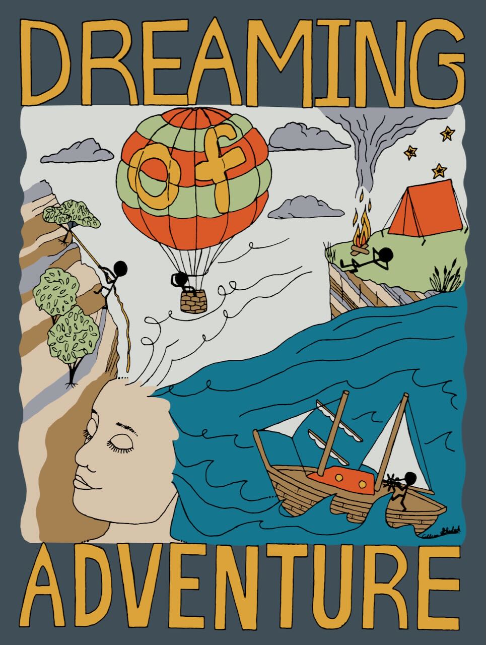 Dark-Blue Dreaming Adventure Vinyl Sticker (2.32″ × 3″)