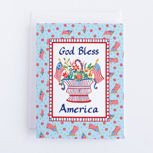 Single "God Bless America" Fourth of July / Patriotic Greeting Card (A2)