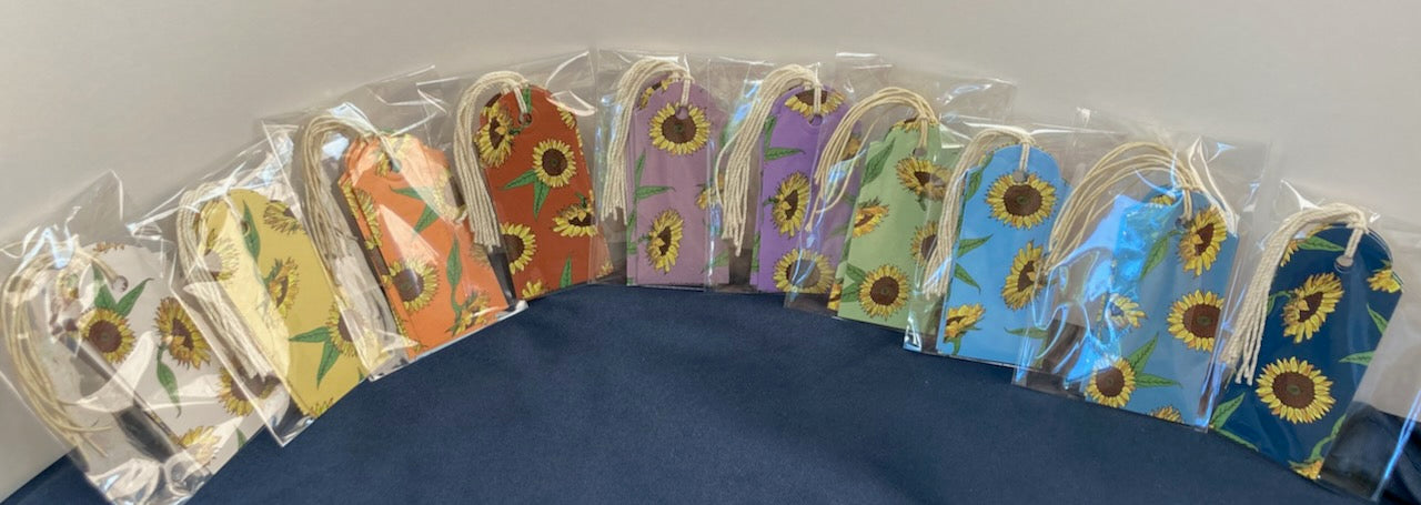 Single set of 4 Sunflower Gift Tags (4-pack, 10 color choices)