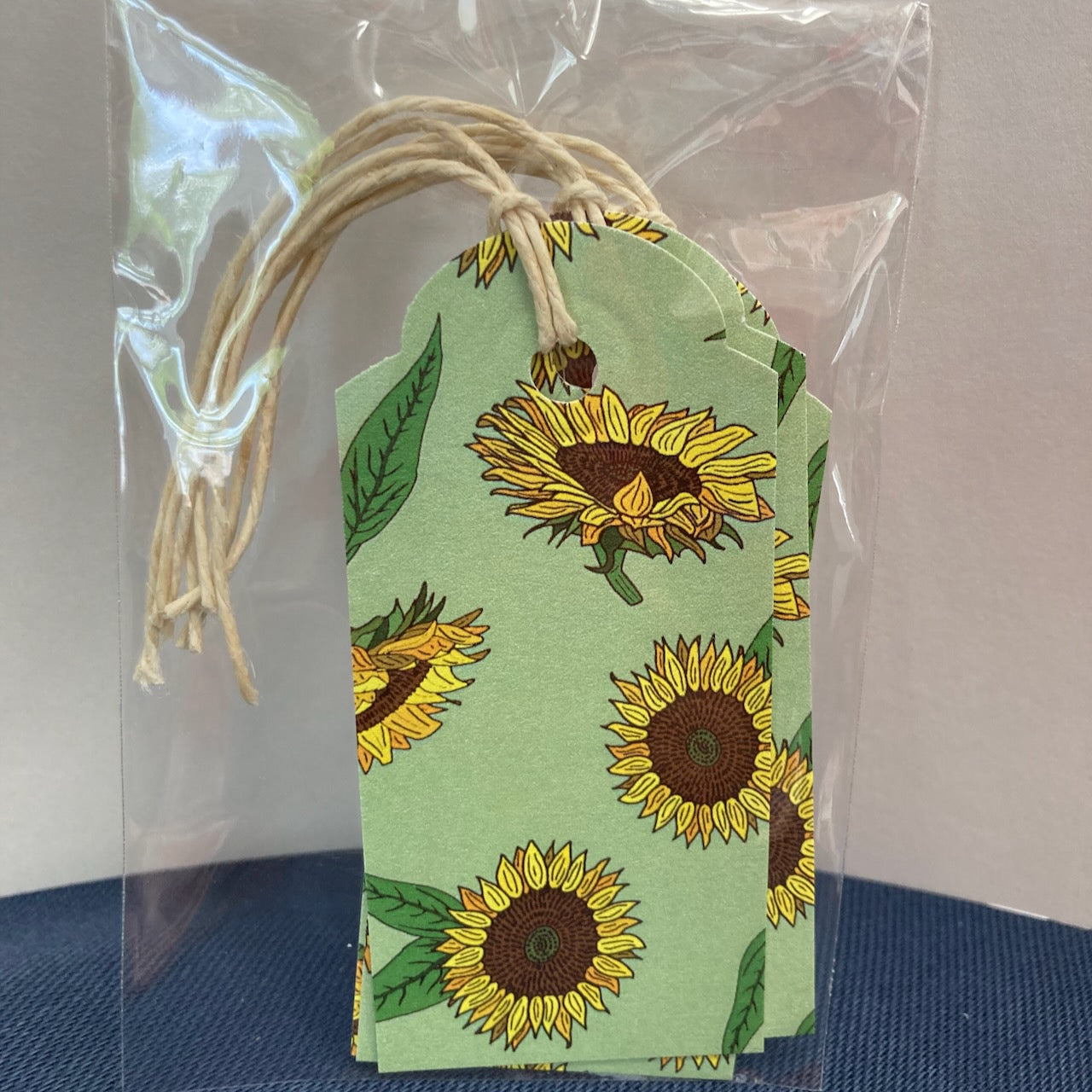 Single set of 4 Sunflower Gift Tags (4-pack, 10 color choices)