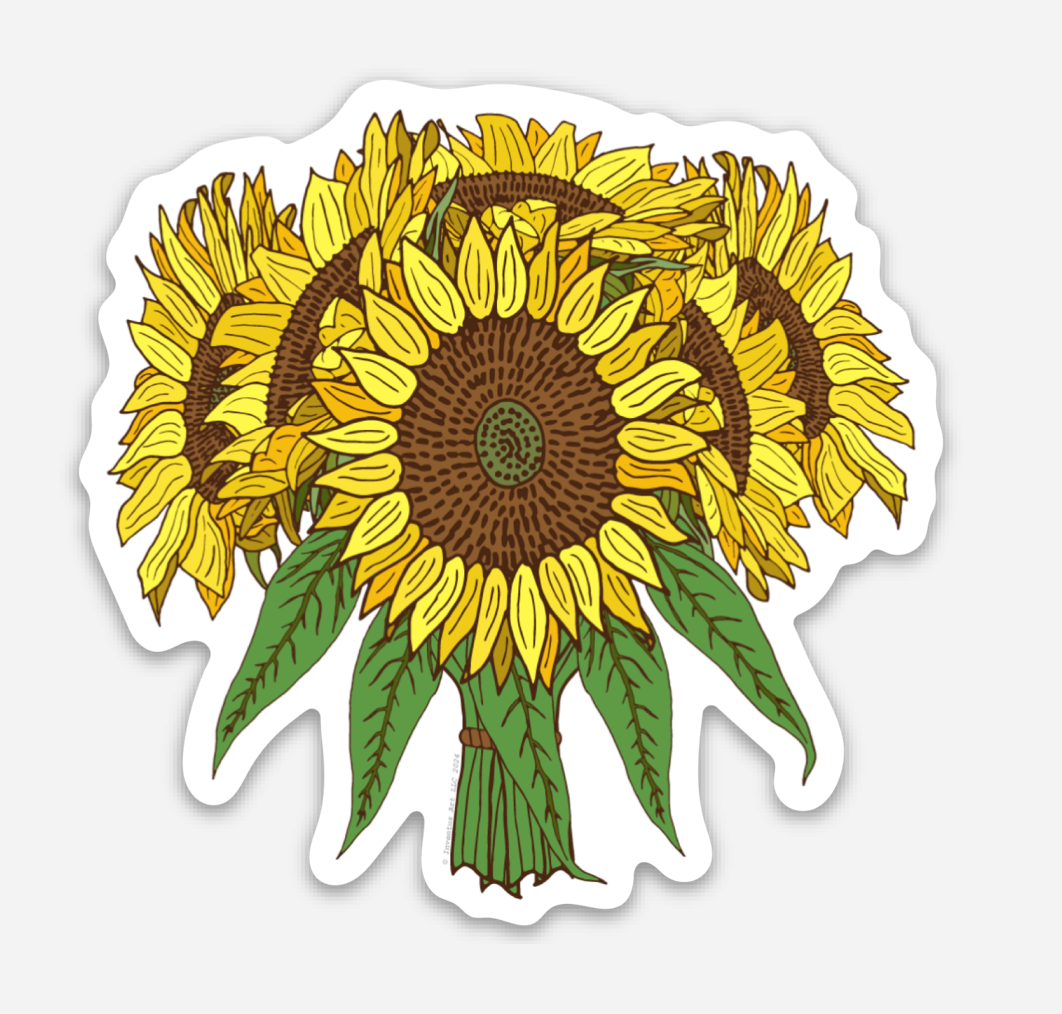 Sunflower Bouquet Vinyl Sticker (3″ × 2.93″)