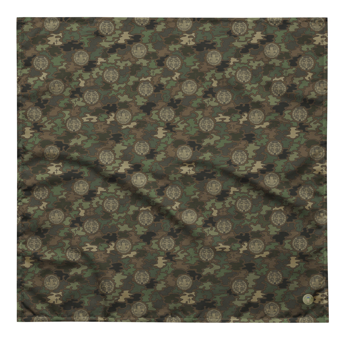 Woodland Green-Brown "Catholicamouflage" Polyester Bandana (3 sizes)