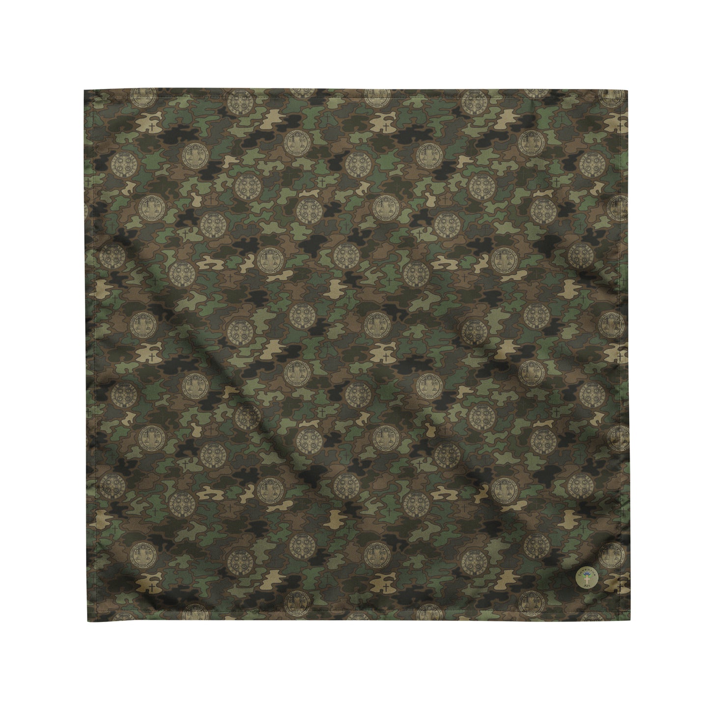 Woodland Green-Brown "Catholicamouflage" Polyester Bandana (3 sizes)
