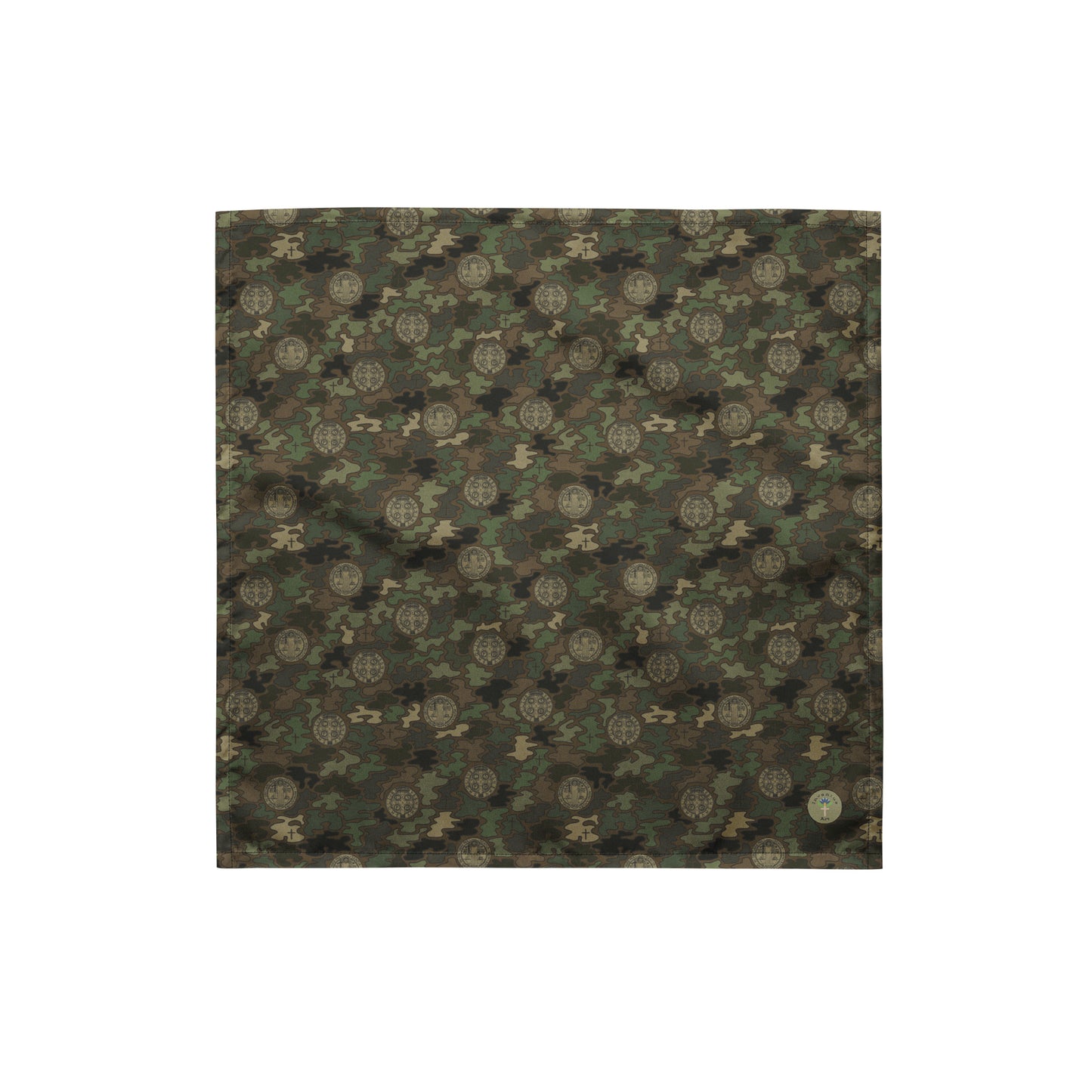 Woodland Green-Brown "Catholicamouflage" Polyester Bandana (3 sizes)