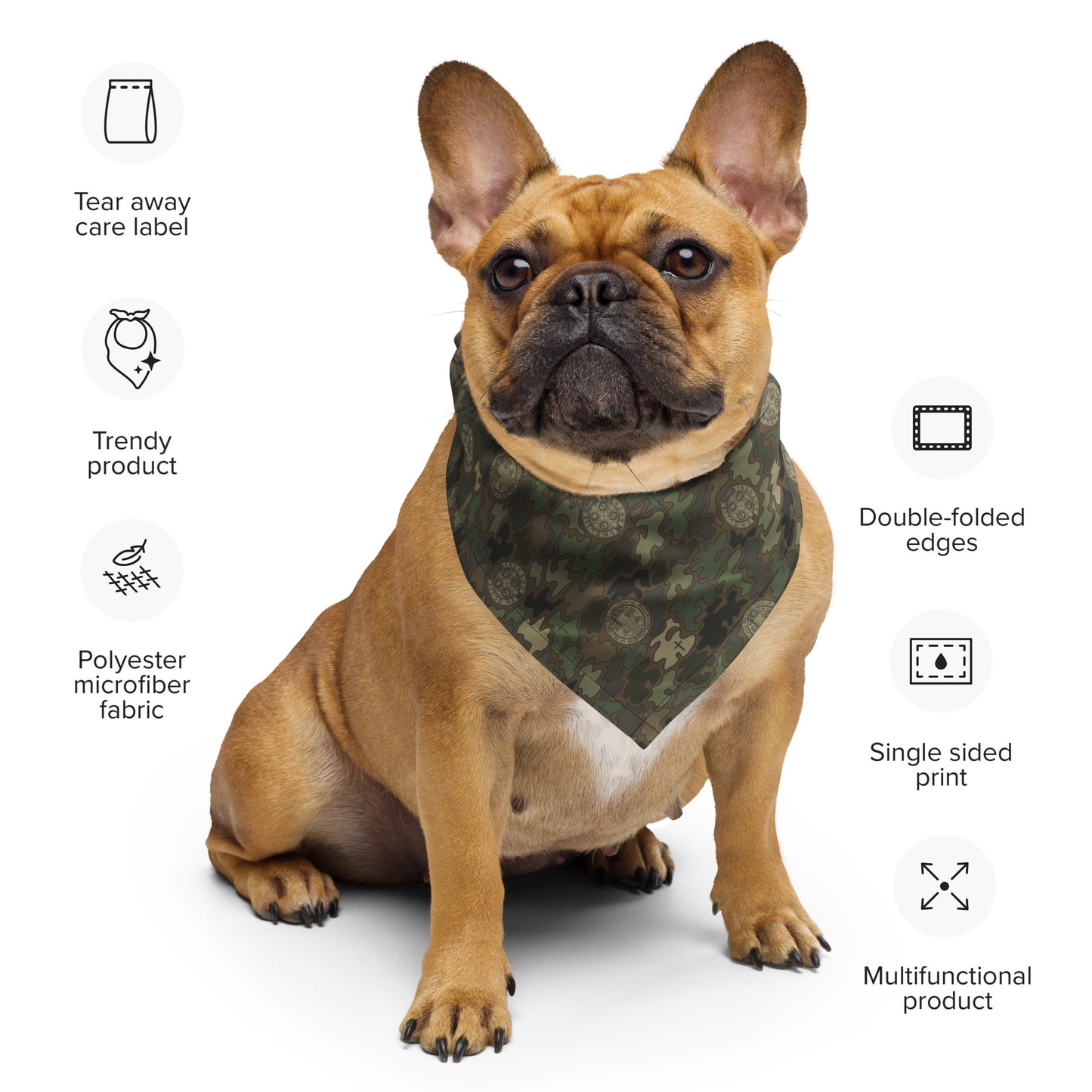 Woodland Green-Brown "Catholicamouflage" Polyester Bandana (3 sizes)