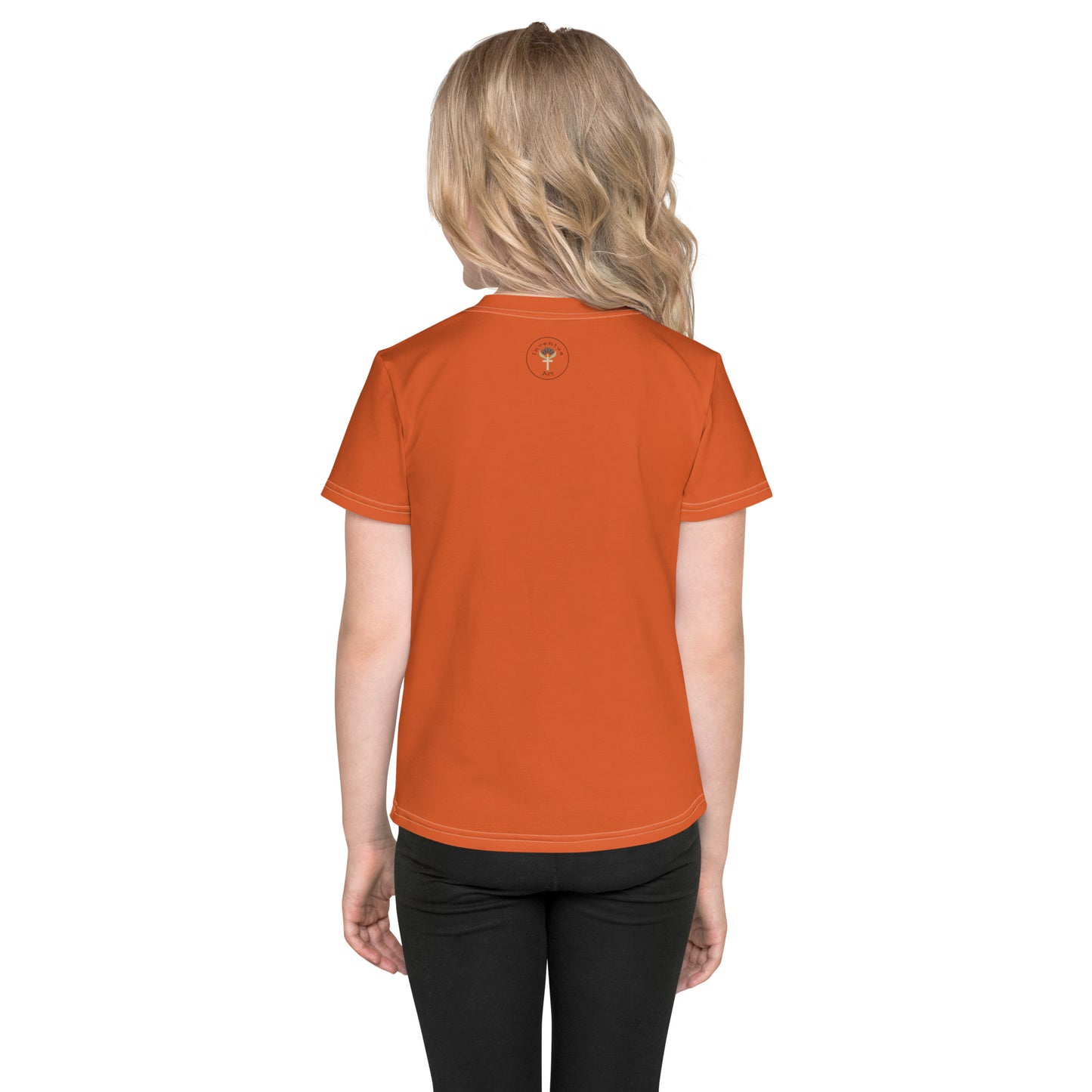 Kids Orange Climbing "Dreaming Adventure" Short-Sleeved Crew Neck T-shirt (Size 2-7)