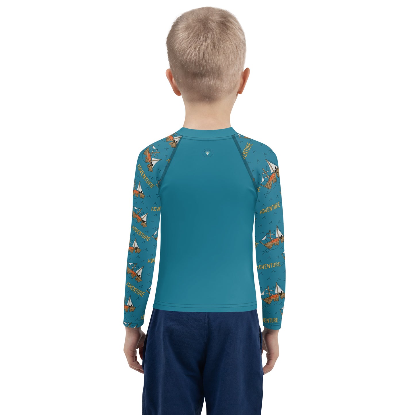 Kids Blue Sailing "Dreaming Adventure" Long-Sleeved Rashguard Shirt (Size 2-7)
