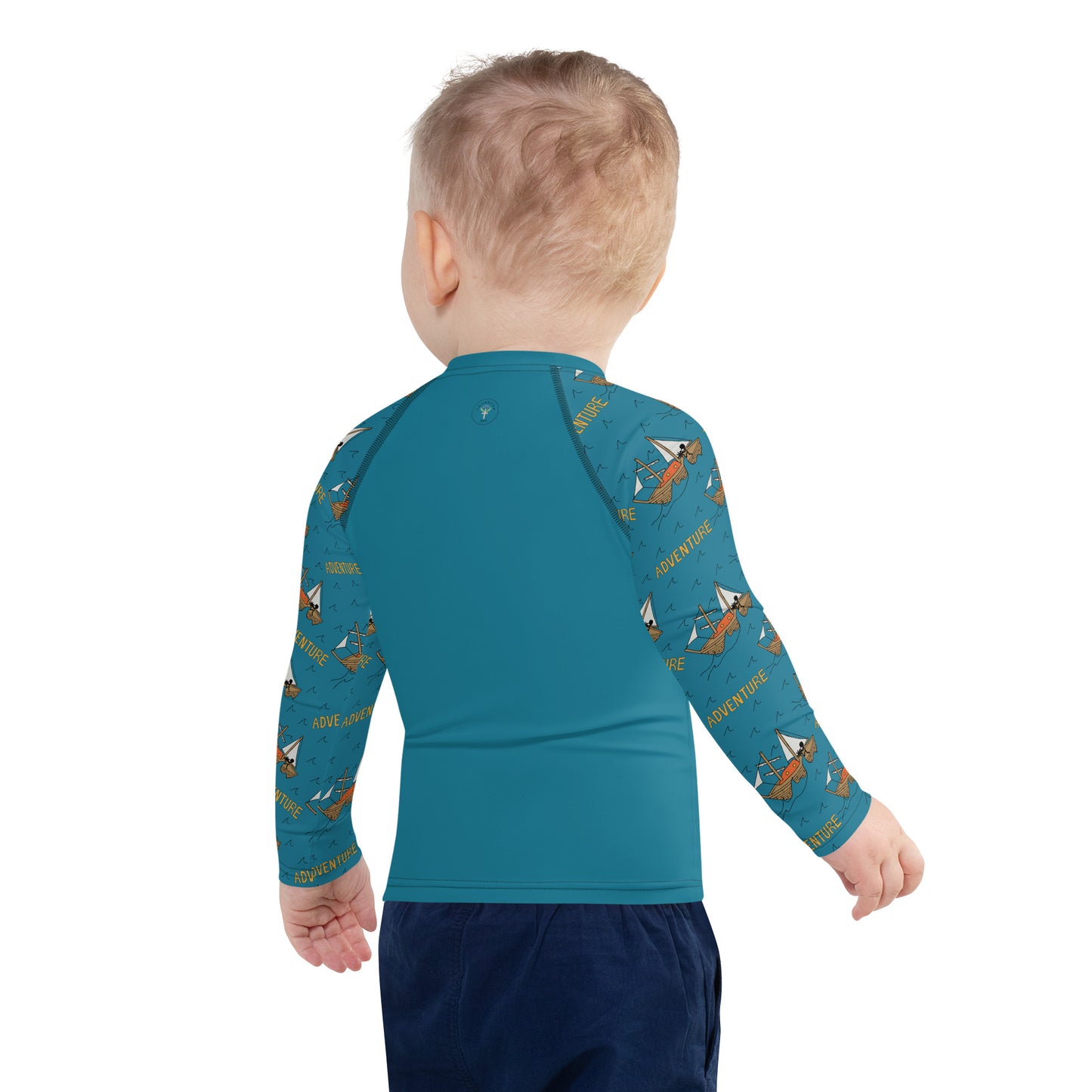Kids Blue Sailing "Dreaming Adventure" Long-Sleeved Rashguard Shirt (Size 2-7)