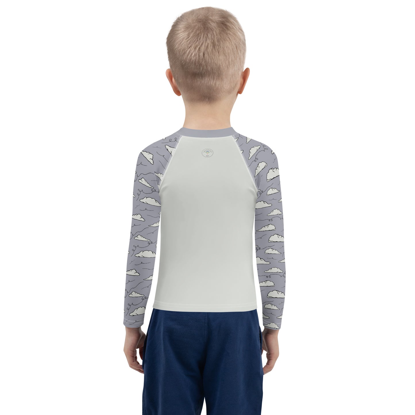 Kids Gray Hot Air Balloon "Dreaming Adventure" Rash Guard (Size 2-7)