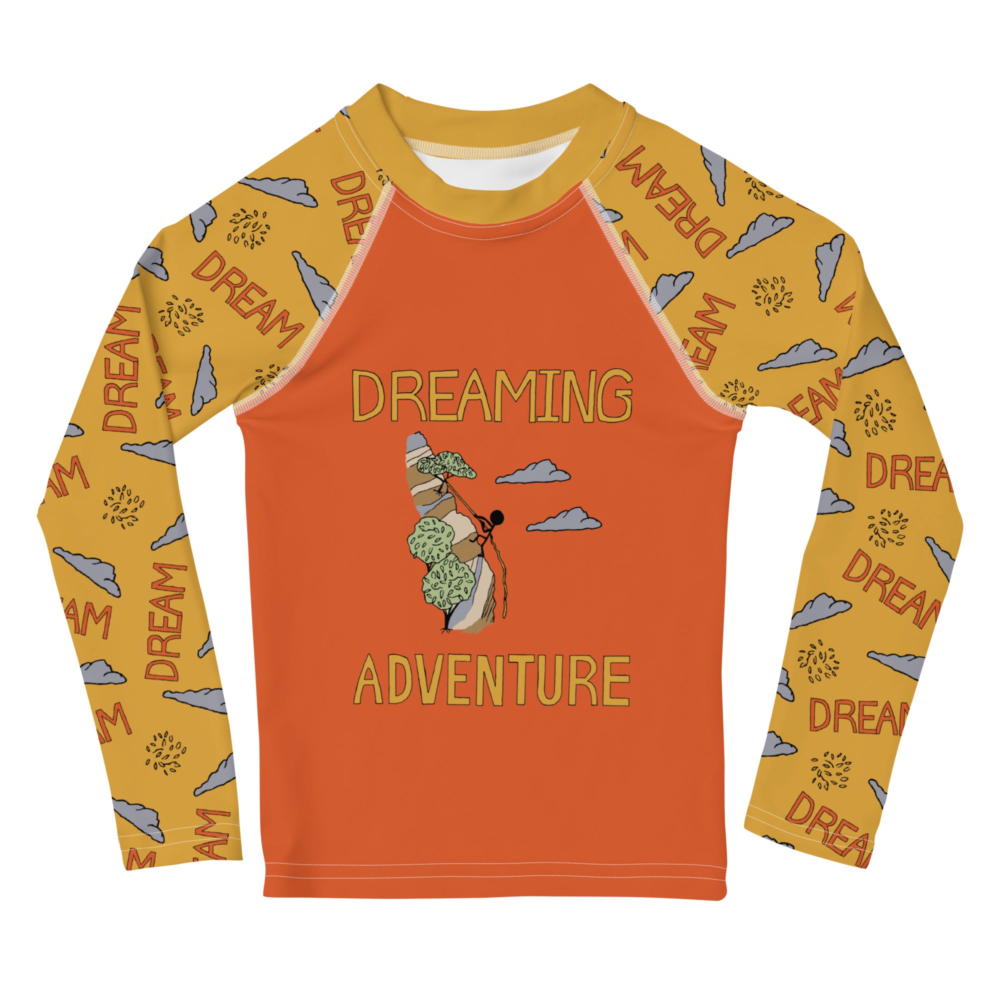 Adventure Time Rash Guard Kids Yellow/Orange Climbing