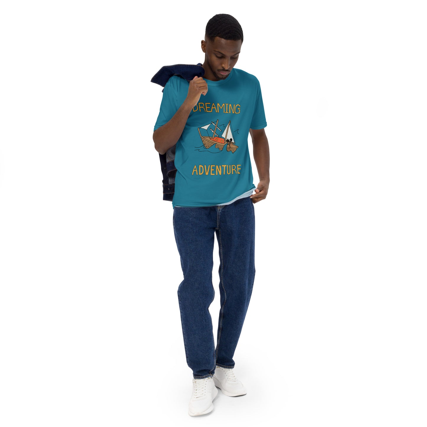 Men's Blue Sailing "Dreaming Adventure" Crew-Neck T-shirt (Size XS-2XL)