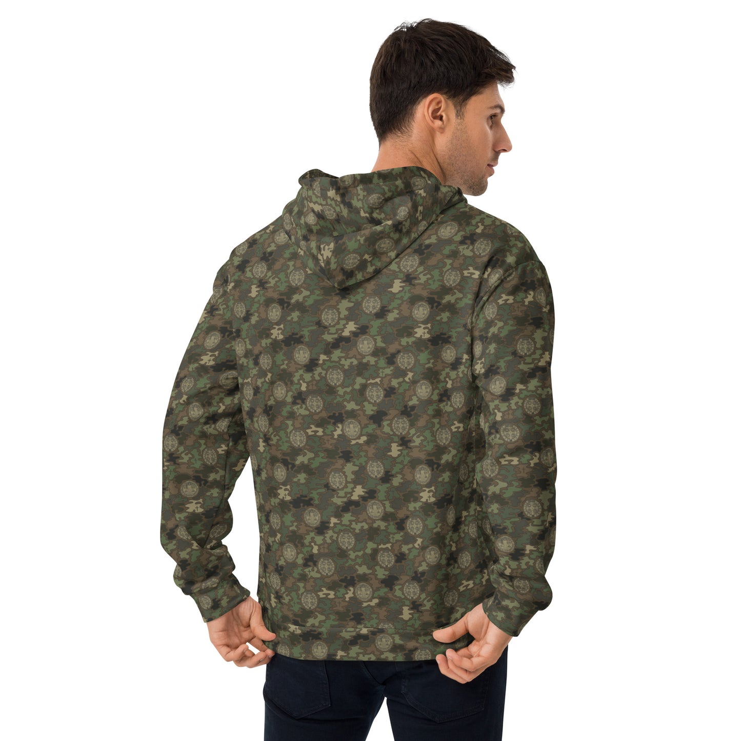 Woodland Green-Brown "Catholicamouflage" Unisex Pull-over Hoodie (Size XS-6XL)
