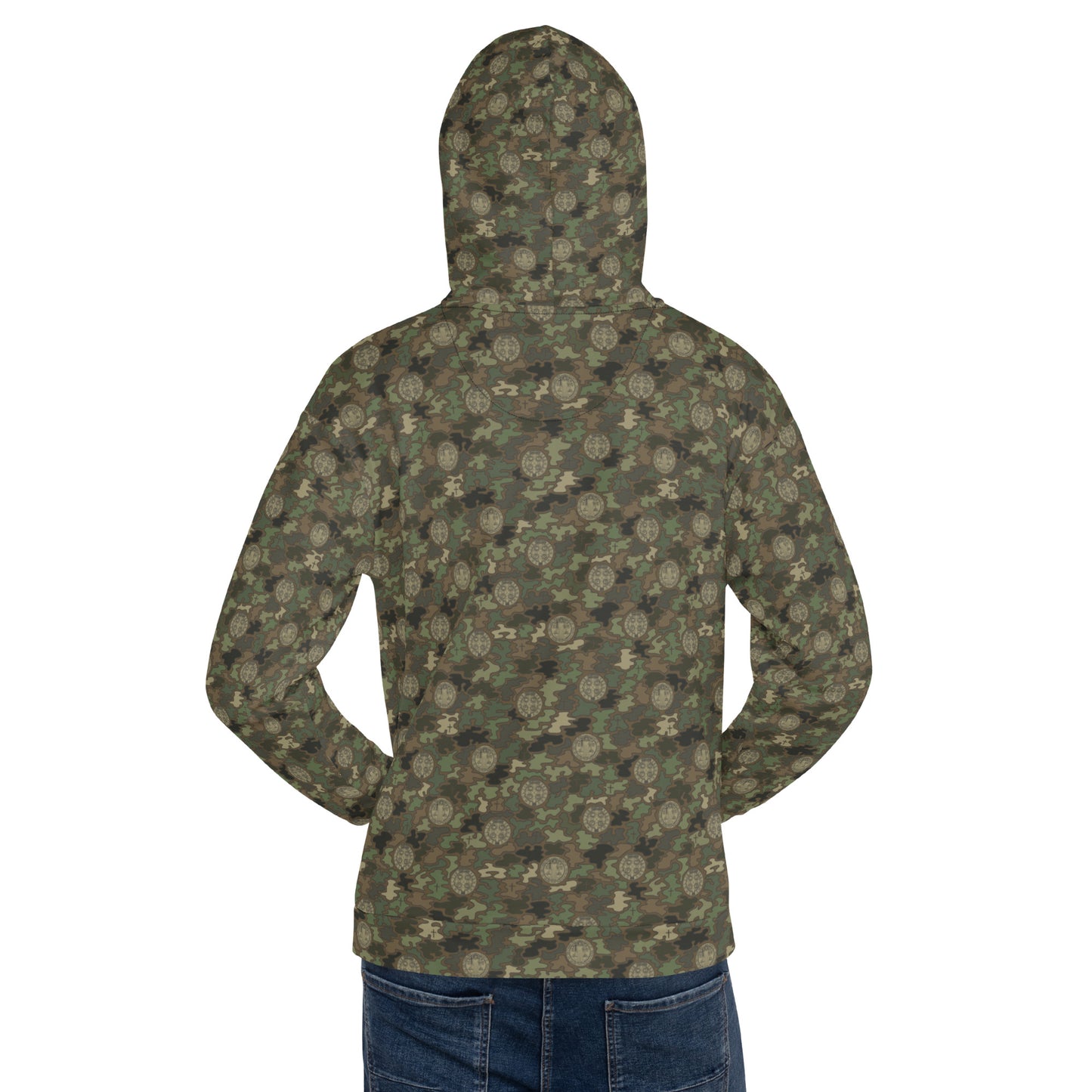 Woodland Green-Brown "Catholicamouflage" Unisex Pull-over Hoodie (Size XS-6XL)