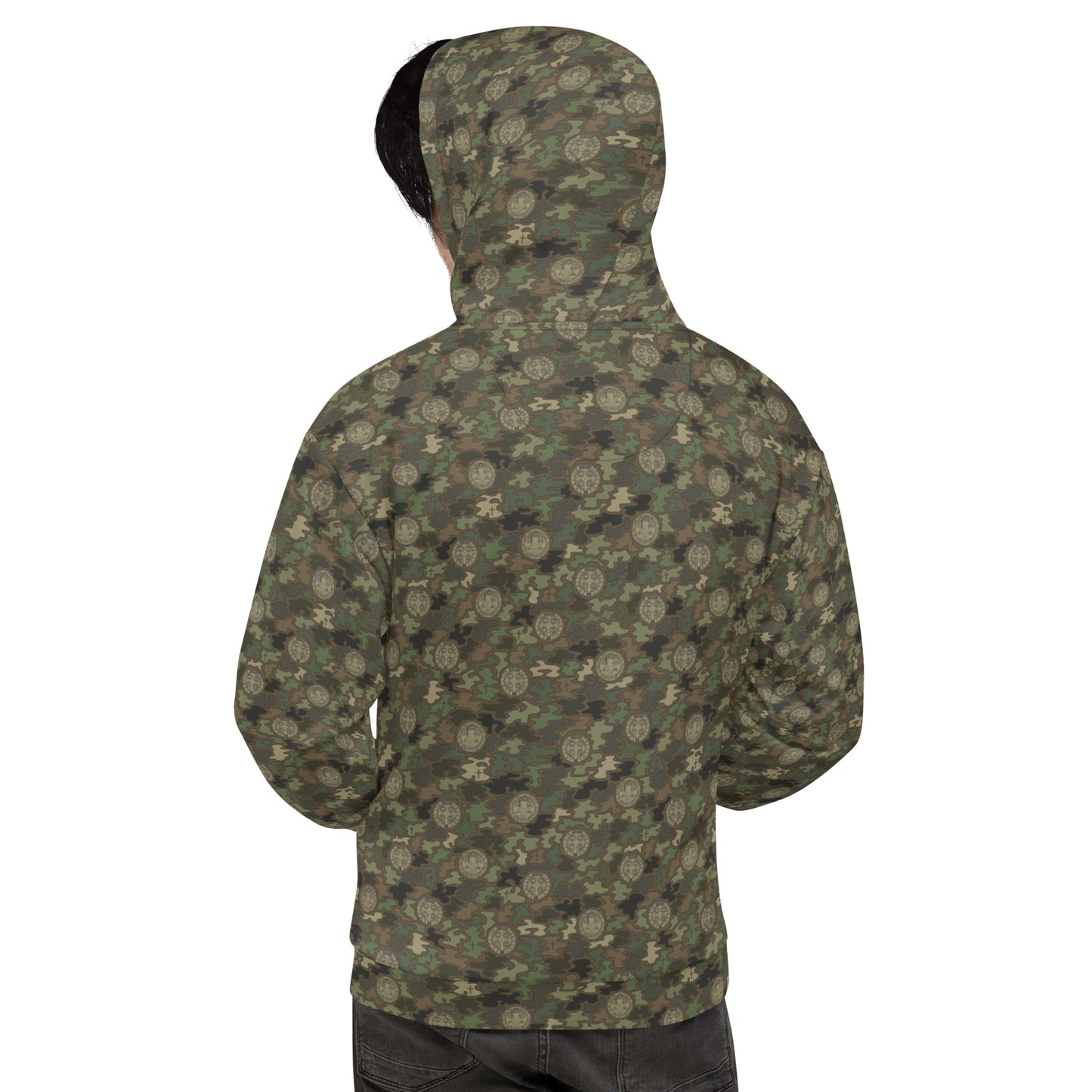 Woodland Green-Brown "Catholicamouflage" Unisex Pull-over Hoodie (Size XS-6XL)