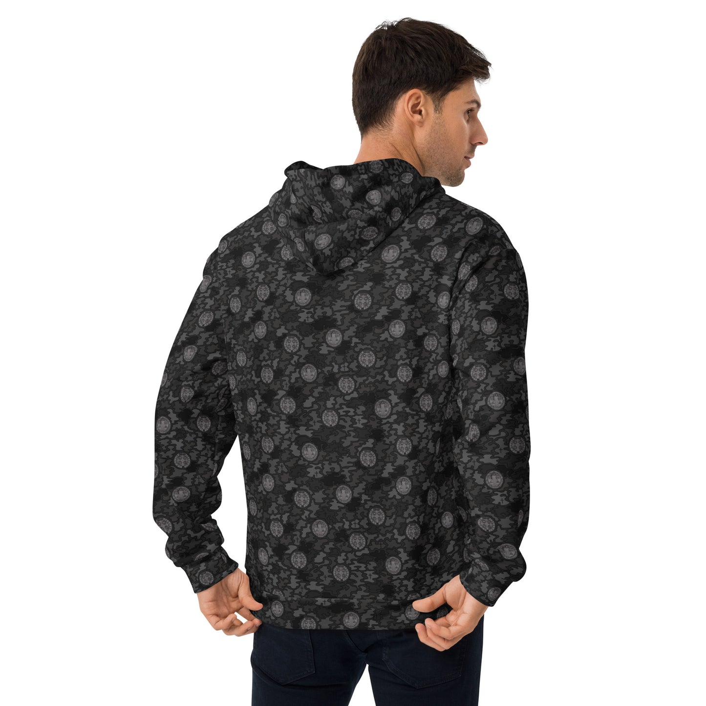 Black "Catholicamouflage" Unisex Pull-over Hoodie (Size XS-6XL)