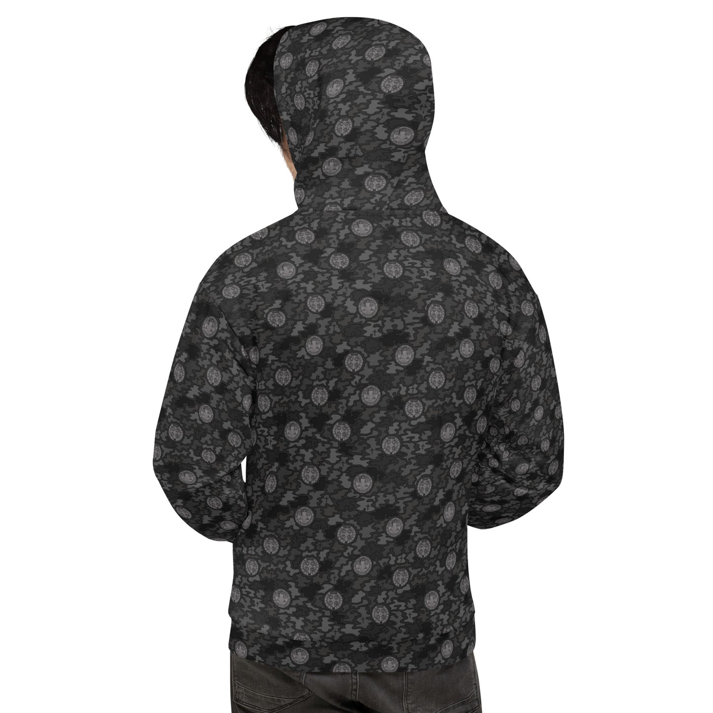 Black "Catholicamouflage" Unisex Pull-over Hoodie (Size XS-6XL)