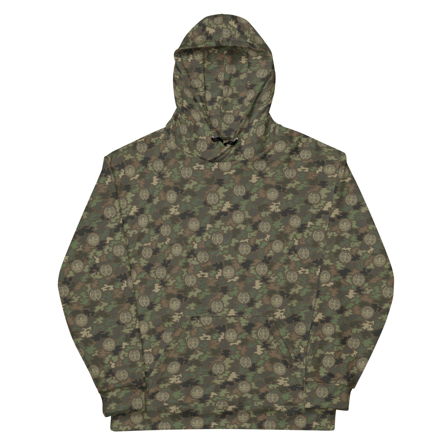 Woodland Green-Brown "Catholicamouflage" Unisex Pull-over Hoodie (Size XS-6XL)