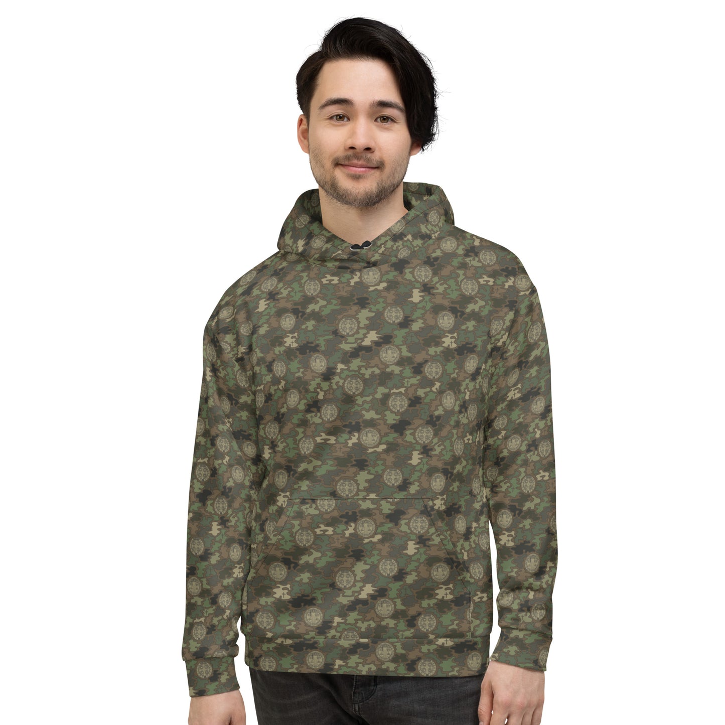 Woodland Green-Brown "Catholicamouflage" Unisex Pull-over Hoodie (Size XS-6XL)