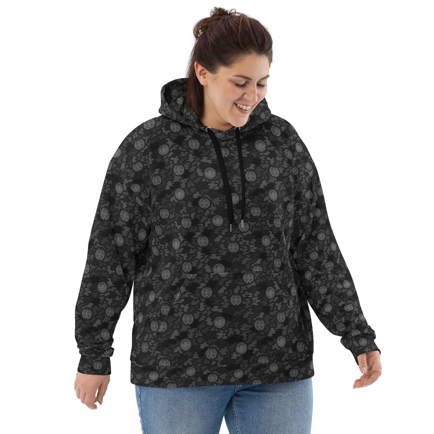 Black "Catholicamouflage" Unisex Pull-over Hoodie (Size XS-6XL)