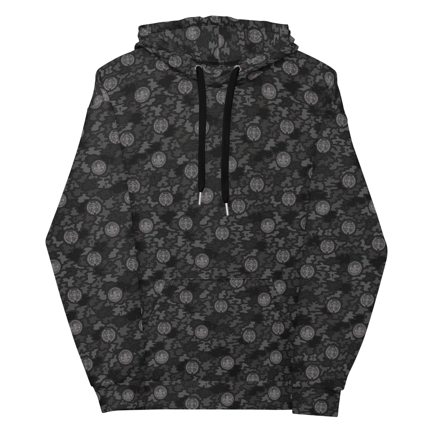 Black "Catholicamouflage" Unisex Pull-over Hoodie (Size XS-6XL)