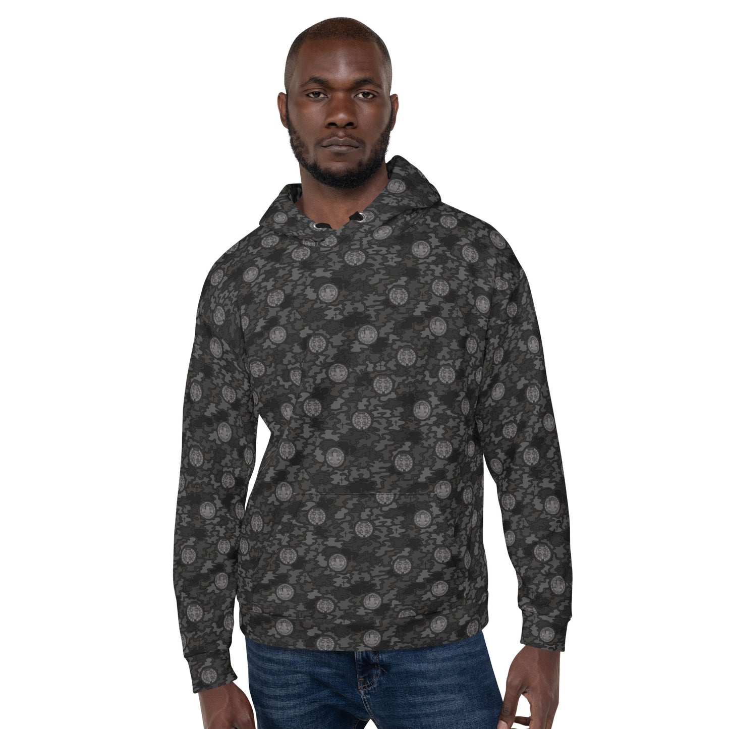 Black "Catholicamouflage" Unisex Pull-over Hoodie (Size XS-6XL)