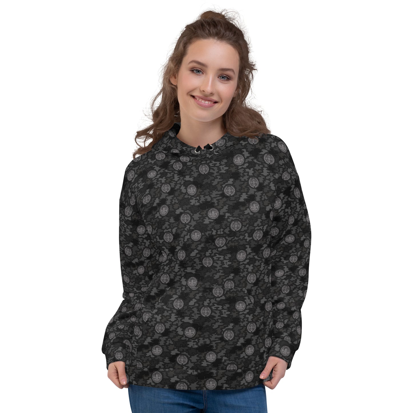 Black "Catholicamouflage" Unisex Pull-over Hoodie (Size XS-6XL)