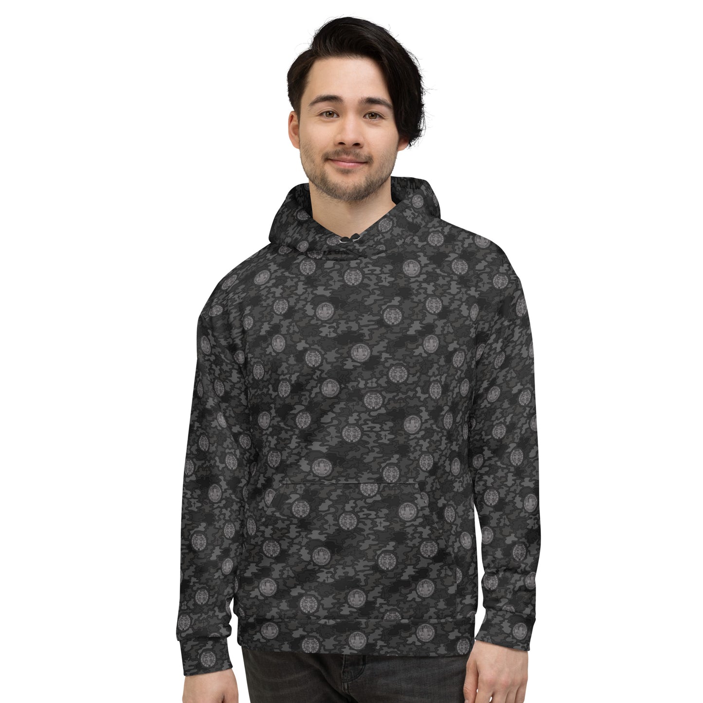 Black "Catholicamouflage" Unisex Pull-over Hoodie (Size XS-6XL)