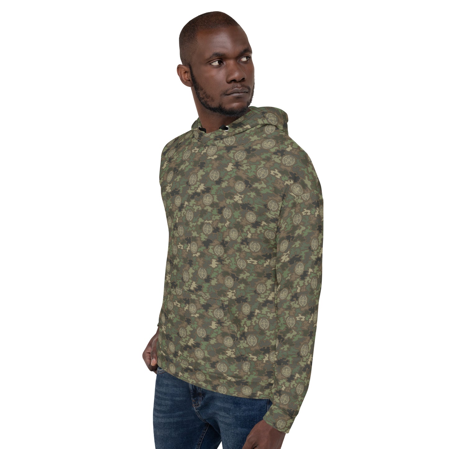 Woodland Green-Brown "Catholicamouflage" Unisex Pull-over Hoodie (Size XS-6XL)