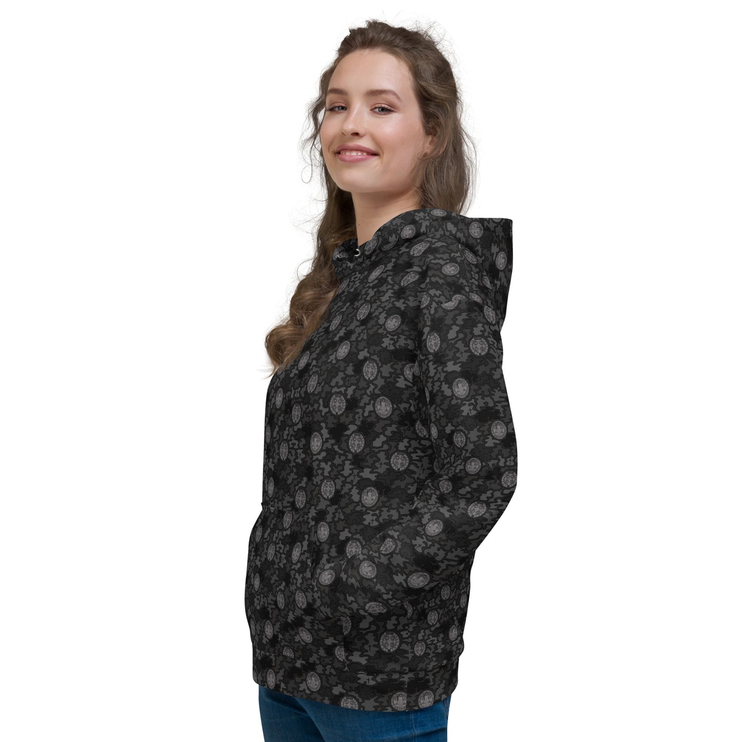 Black "Catholicamouflage" Unisex Pull-over Hoodie (Size XS-6XL)