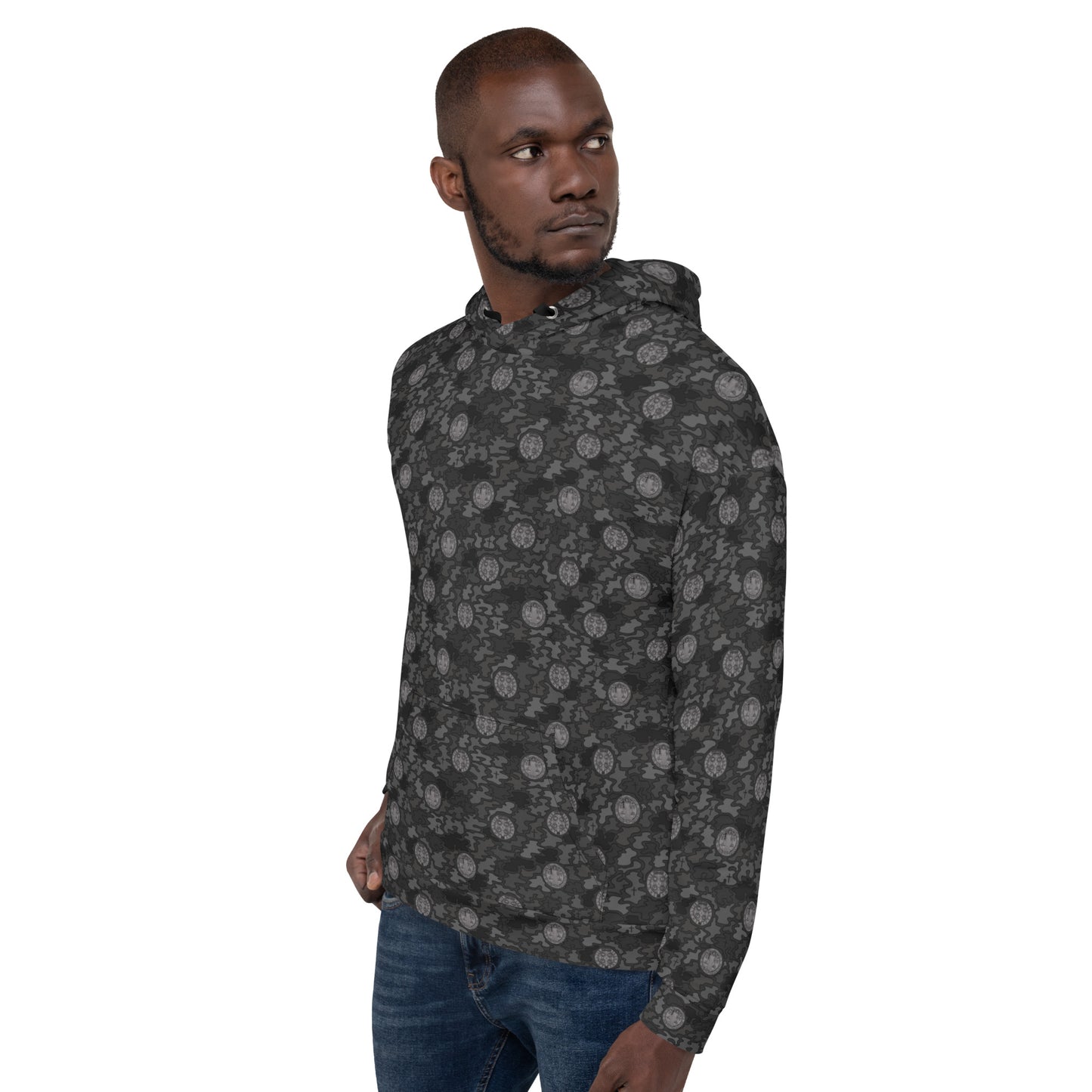 Black "Catholicamouflage" Unisex Pull-over Hoodie (Size XS-6XL)