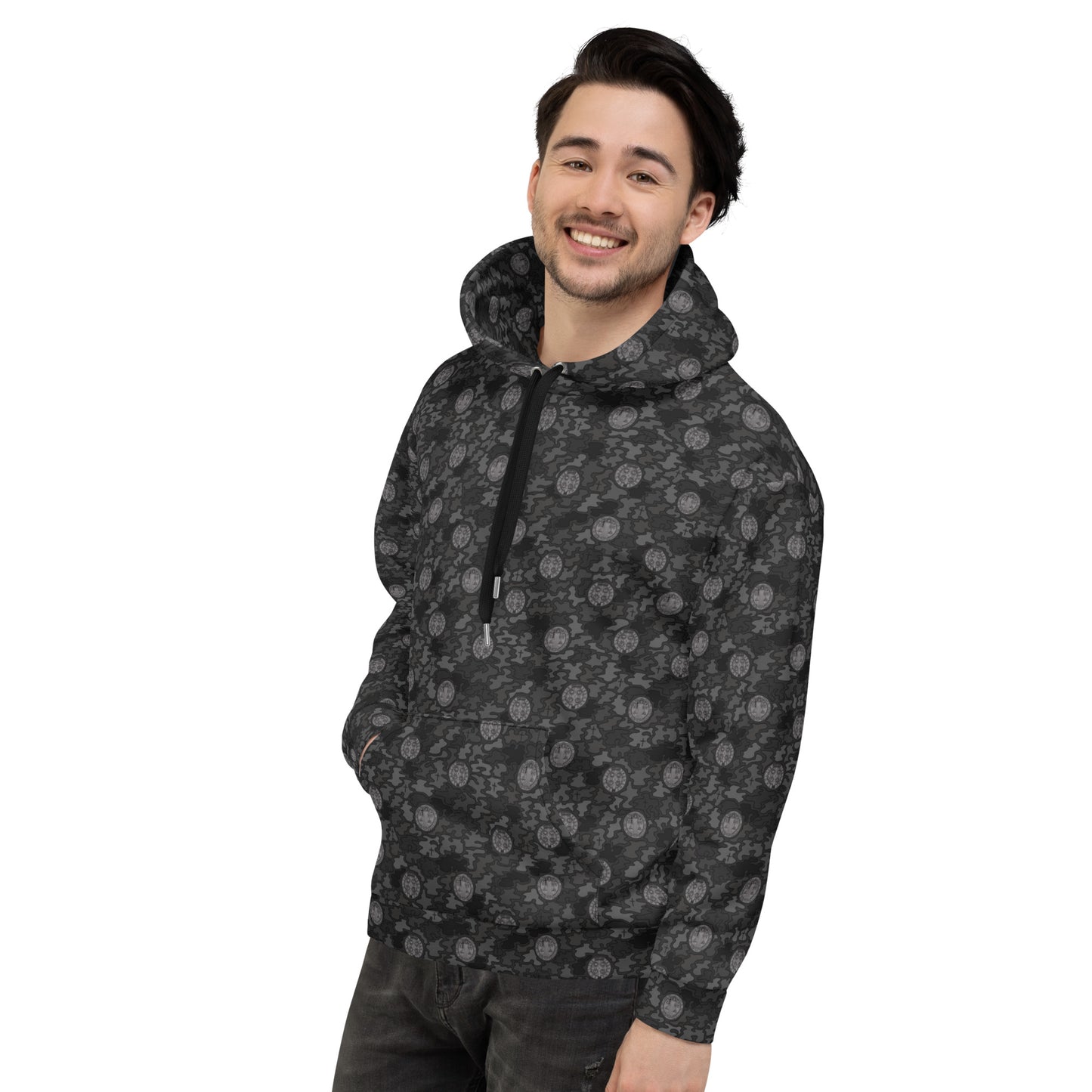 Black "Catholicamouflage" Unisex Pull-over Hoodie (Size XS-6XL)