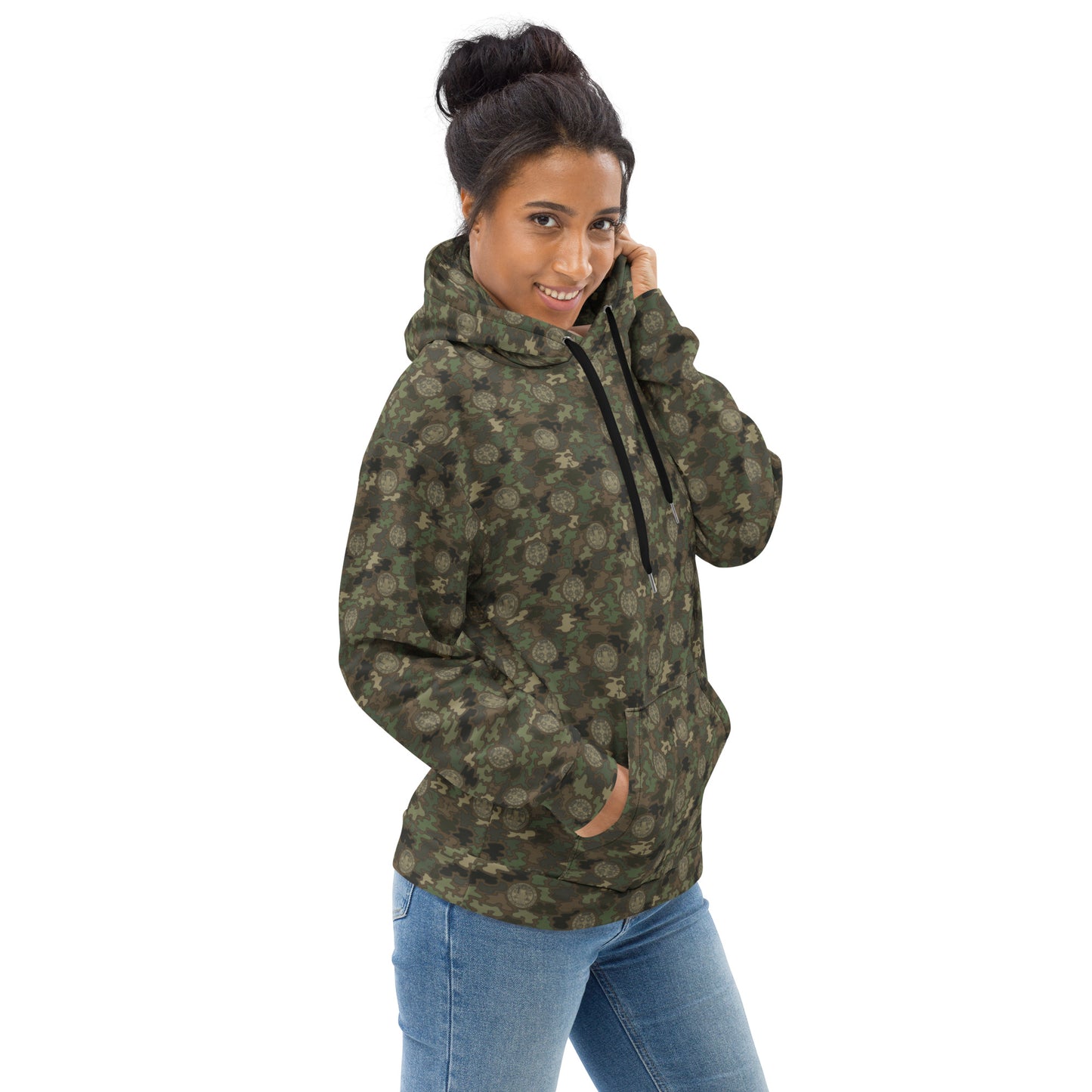 Woodland Green-Brown "Catholicamouflage" Unisex Pull-over Hoodie (Size XS-6XL)