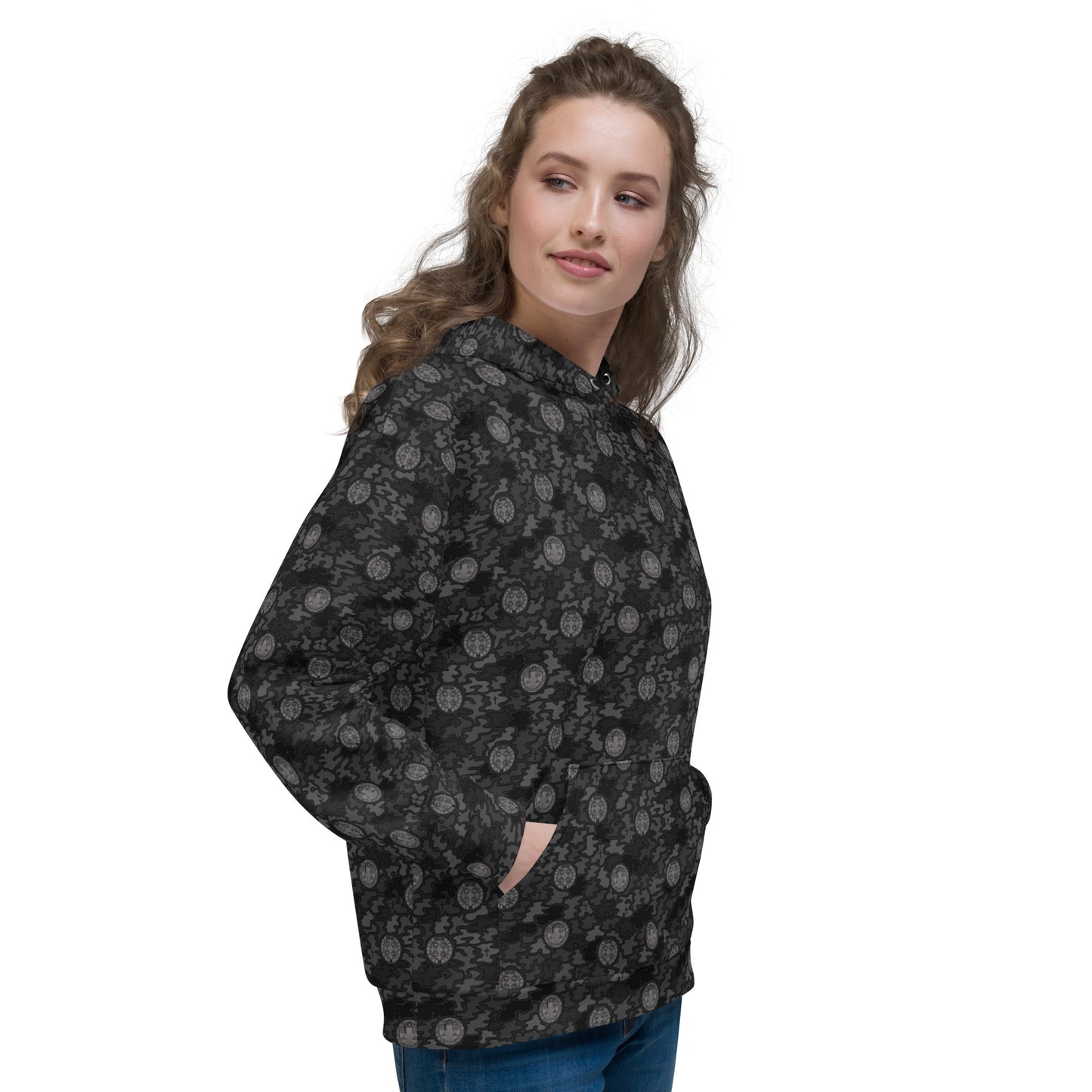 Black "Catholicamouflage" Unisex Pull-over Hoodie (Size XS-6XL)