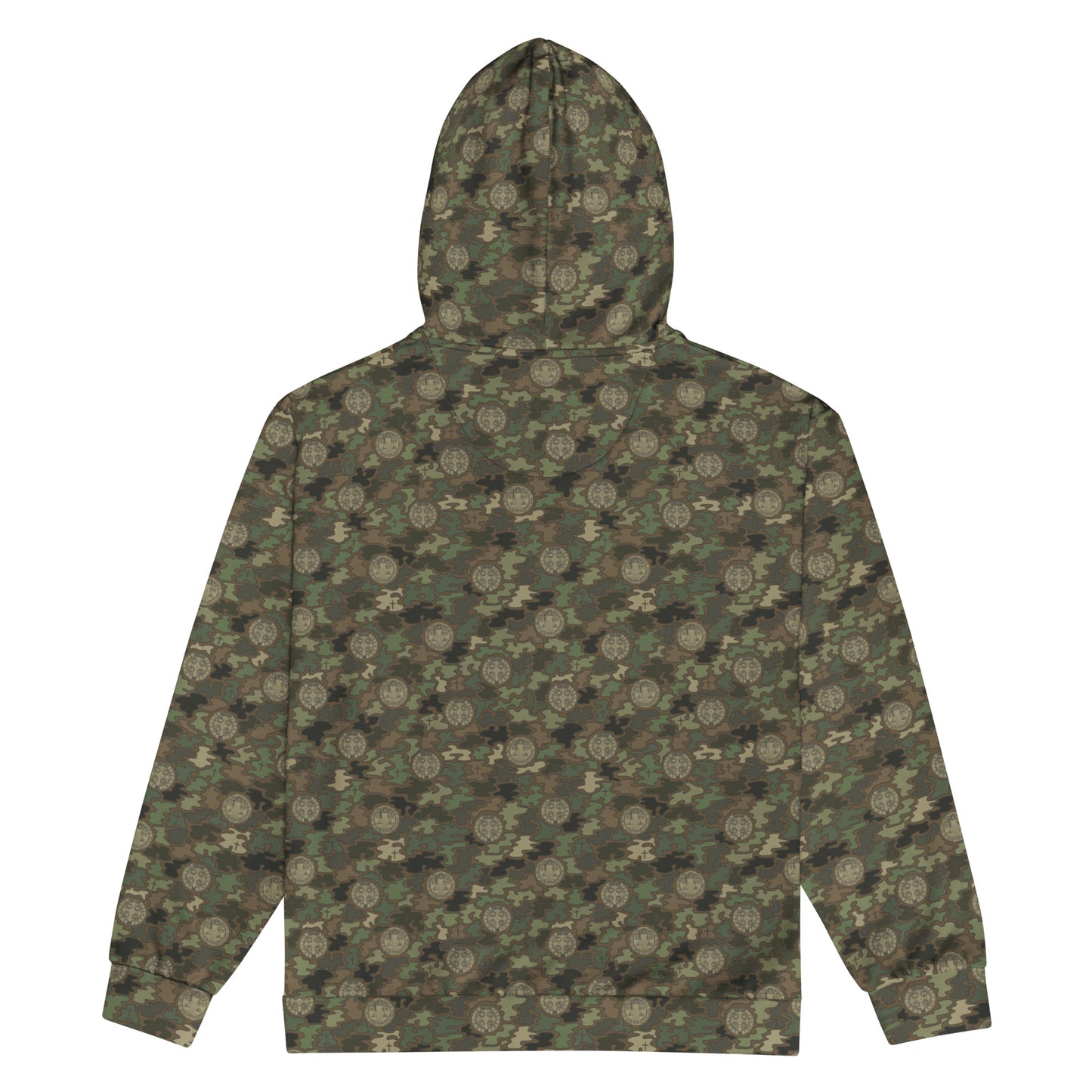 Woodland Green-Brown "Catholicamouflage" Unisex Zipper Hoodie (Size 2XS-6XL)