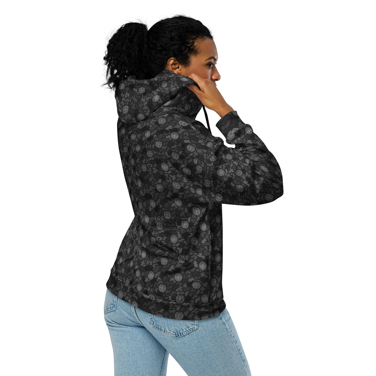 Black "Catholicamouflage" Unisex Zipper Hoodie (Size XXS-6XL)